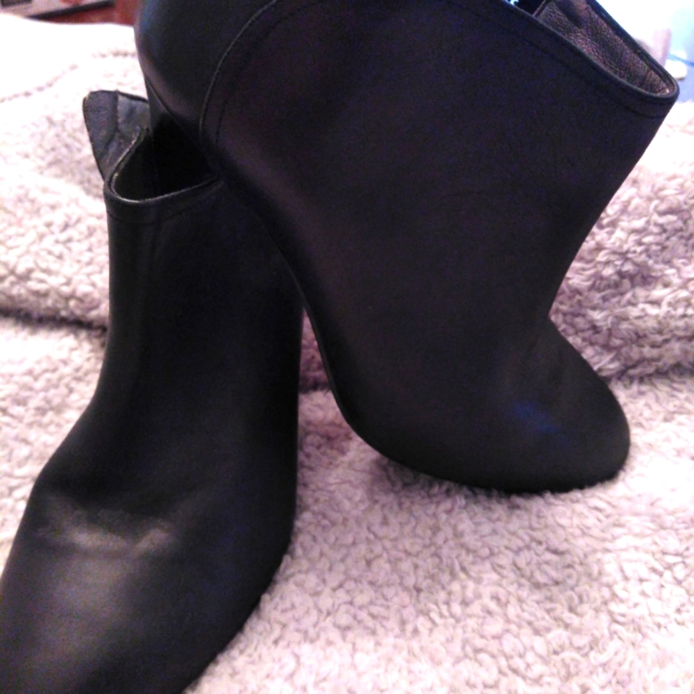 Black leather ankle boots